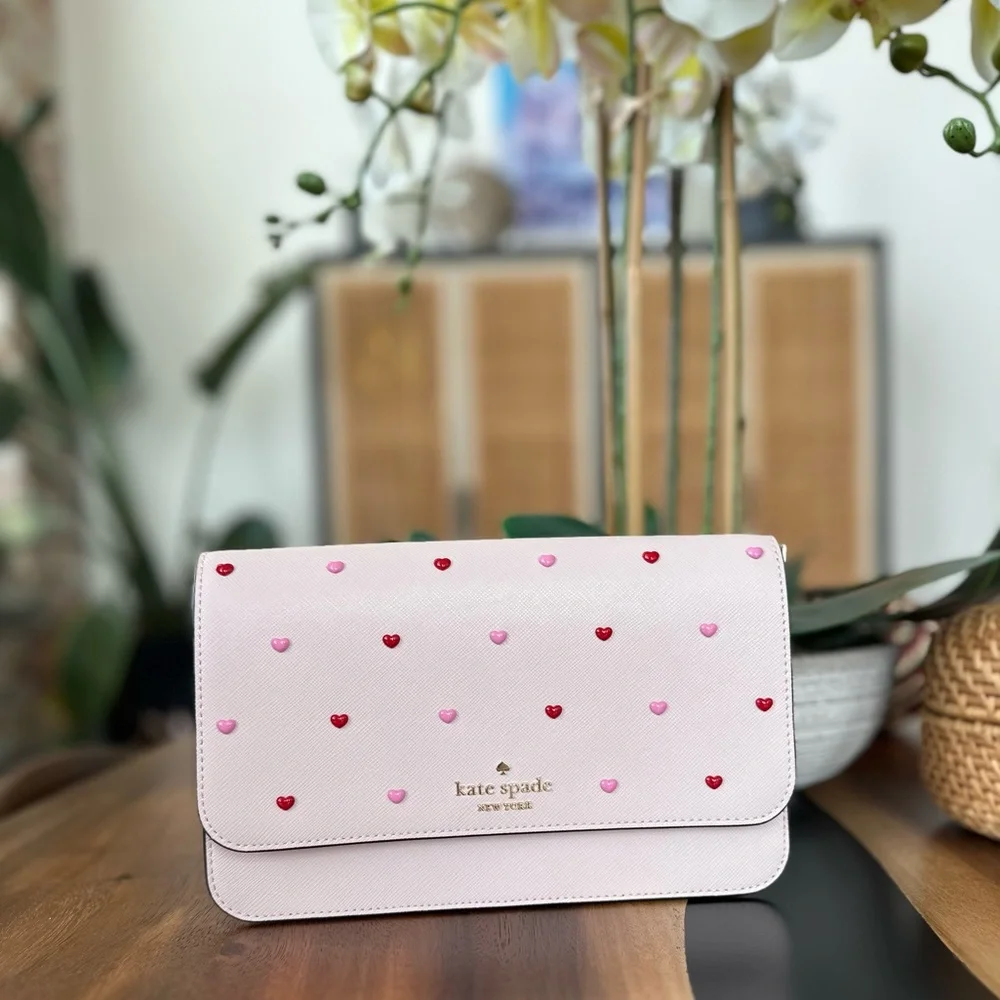 NWT rt$379 Kate Spade New York Pink Heart-Embellished Crossbody Bag - Picture 7 of 7